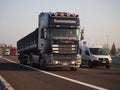 Heavy Scania truck on Italian motorway