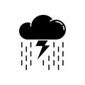 Heavy showers black glyph icon