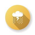 Heavy showers yellow flat design long shadow glyph icon