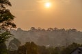 Heavy smoke haze covering houses in Victoria, Australia.