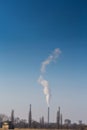 Heavy smoke pollution from coal power plant stacks Royalty Free Stock Photo