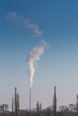 Heavy smoke pollution from coal power plant stacks Royalty Free Stock Photo