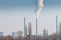 Heavy smoke pollution from coal power plant stacks