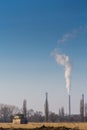 Heavy smoke pollution from coal power plant stacks Royalty Free Stock Photo