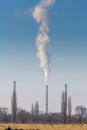 Heavy smoke pollution from coal power plant stacks Royalty Free Stock Photo