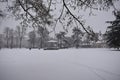 Heavy snow in the park - Pump Rooms Gardens, Leamington Spa, UK - 10 december 2017