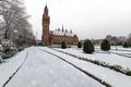 Heavy snow on the Peace Palace, the seat of the International Court of Justice, principal judicial organ of the United Nations