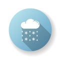 Heavy snow, sleet blue flat design long shadow glyph icon