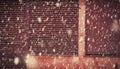 Heavy snowfall on a city street in the winter in Manchester Levenshulme England. Red garage door stripped texture, metal Royalty Free Stock Photo