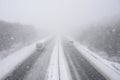 Snow covered motorway