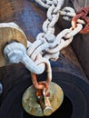 Heavy Steel Chain Securing Wharf Bumper Royalty Free Stock Photo