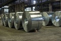 Heavy steel coils on the steel mill floor Royalty Free Stock Photo