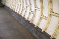 Heavy steel plating on Thames under water tunnel wall.