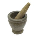Heavy stone pestle and mortar isolated on white Royalty Free Stock Photo