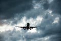 The heavy storm is approaching the airport in cloudy weather Royalty Free Stock Photo