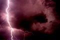 Heavy storm bringing thunder, lightnings and rain in summer Royalty Free Stock Photo