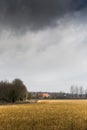 Heavy Storm Cloud Covering Above Farmland