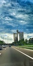 Heavy storm clouds above a highway. New Belgrade, Serbia