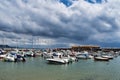 Summer Storm Clouds Over Lyme Regis Harbour Royalty Free Stock Photo