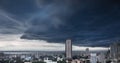 Heavy storm clouds over modern city Royalty Free Stock Photo