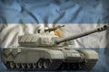 Heavy tank on the Argentina national flag background. 3d Illustration