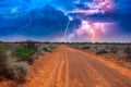 Heavy thunderstorm over deserted Australian outback landscape Royalty Free Stock Photo