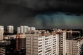 The Heavy thunderstorm over the Moscow, Russia