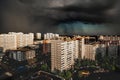 The Heavy thunderstorm over the Moscow, Russia