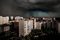 The Heavy thunderstorm over the Moscow, Russia