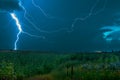 Heavy thunderstorm rolling through a cornfield in sweden. Royalty Free Stock Photo