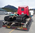 Equipment prepared for airlifting from the port of skagway in the springtime