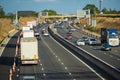 heavy traffic in blurry motion on UK motorway in England