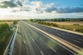 heavy traffic in blurry motion on UK motorway in England