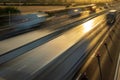 heavy traffic in blurry motion on UK motorway in England