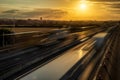 heavy traffic in blurry motion on UK motorway in England