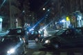Heavy night traffic in Catania city
