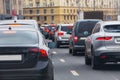 traffic on the Central city street during rush hour Royalty Free Stock Photo