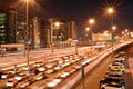 Heavy traffic in Dubai-Sharjah road, Al Ittihad road in rush hour, Dubai, United Arab Emirates Royalty Free Stock Photo