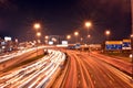 Heavy traffic in Dubai-Sharjah road, Al Ittihad road in rush hour, Dubai, United Arab Emirates Royalty Free Stock Photo