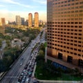 Heavy traffic from Houston's Uptown at rush hour Royalty Free Stock Photo