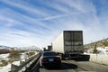 Heavy traffic on interstate 15 through Mountain Pass