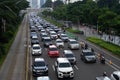 Heavy traffic jam during rush hour in Jakarta, Indonesia Royalty Free Stock Photo