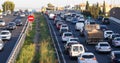 Dense traffic in palma de mallorca motorway