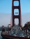 Heavy traffic over Golden Gate Bridge Royalty Free Stock Photo