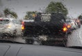 Heavy traffic in rain Royalty Free Stock Photo