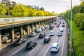 Heavy traffic on the ring road of Paris at the evening rush hour Royalty Free Stock Photo