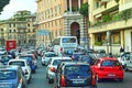 Heavy traffic Rome city Italy