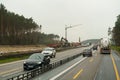 Heavy traffic on a section of the motorway under repair