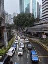 Heavy traffic under heavy rain, Kuala Lumpur, Malaysia. Royalty Free Stock Photo