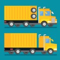 Heavy transport shipping truck. Transportation delivery icon. Flat design vector illustration. Royalty Free Stock Photo